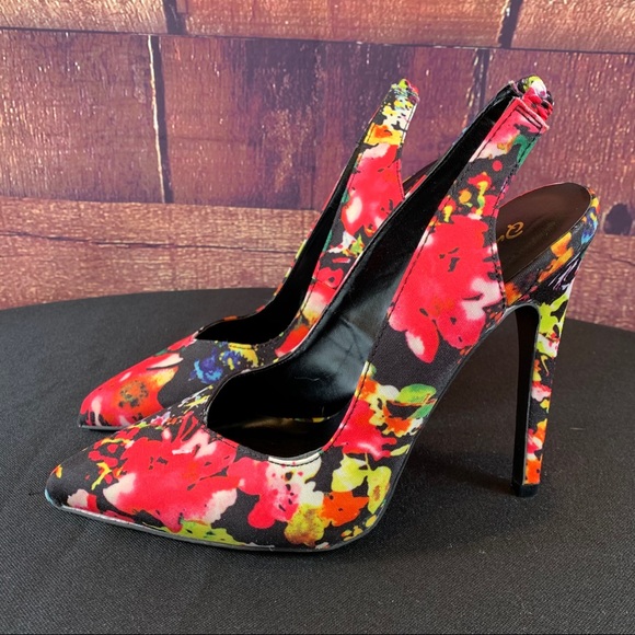 QUPID Floral Pointy Toe Slingback Pumps, NWOT - Picture 5 of 14